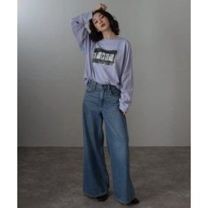 ボンジュールサガン BONJOUR SAGAN オーバーサイズフォト箔ロゴロンT （LAVENDER）