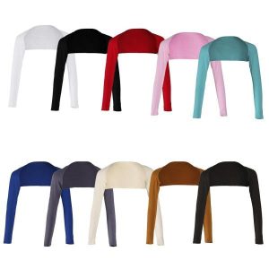 ボレロ アームカバー レディースファッション 春 秋 イスラム教徒 フリーサイズ 連肩 長袖 伸縮性 軽量 多色選べ